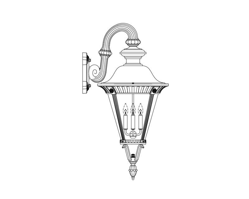 Stockholm, Large, aluminum, Wall Mount, Clear acrylic, (4) 60W B10, 120V